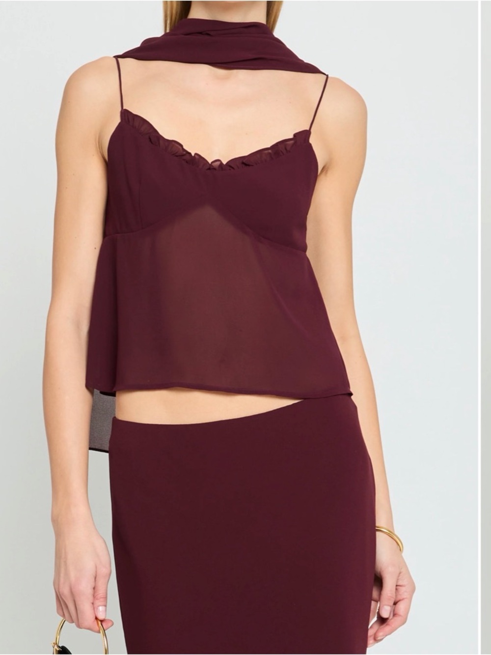 NWT Few Moda Hasley Chiffon Top - Burgundy / Rum Raisin - Size 4